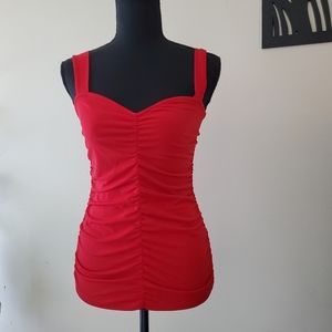 Venus Ruched Sleeveless Shirt Size S Women Red